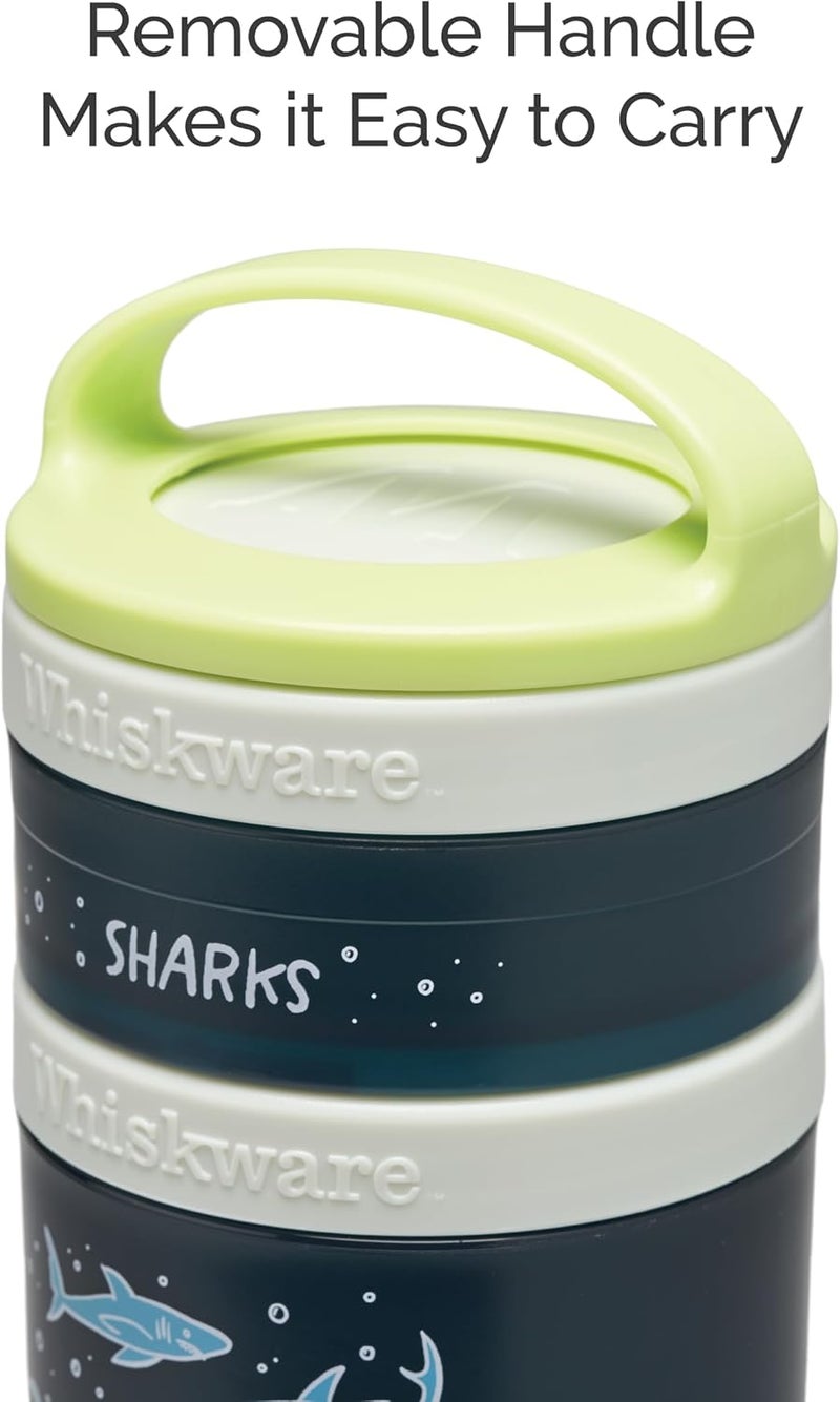 Whiskware Stackable Snack Containers for Kids and Toddlers, 3 Stackable Snack Cups for School or Travel, Sharks(Pack of 1) - Image 3